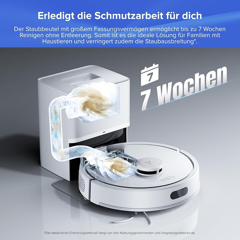 Q7 L5+ Set Saugroboter mit Wischfunktion Absaugstation, 8.000 Pa
