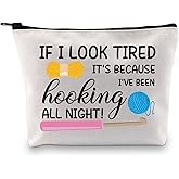 XYANFA Crochet Gifts Crochet Lovers Cosmetic Bag I'VE BEEN hooking ALL NIGHT Crochet Beginners Knitting Lovers Makeup Bag Pouch (if i look tired)