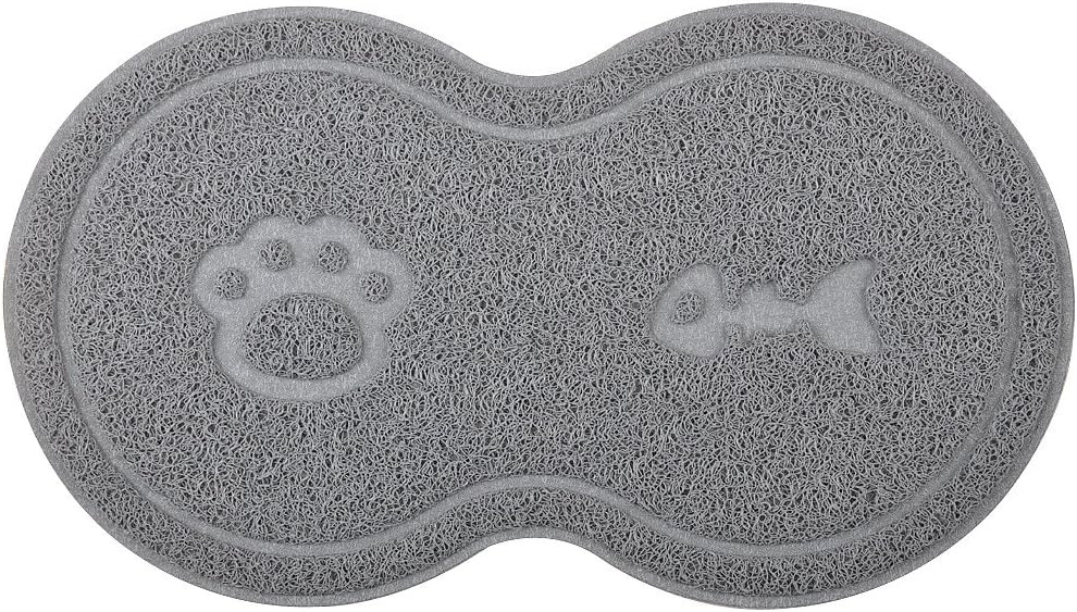 DM Cat Litter Mat 46 x 26 cm Shape of 8, Grey, S (Lot de 1)