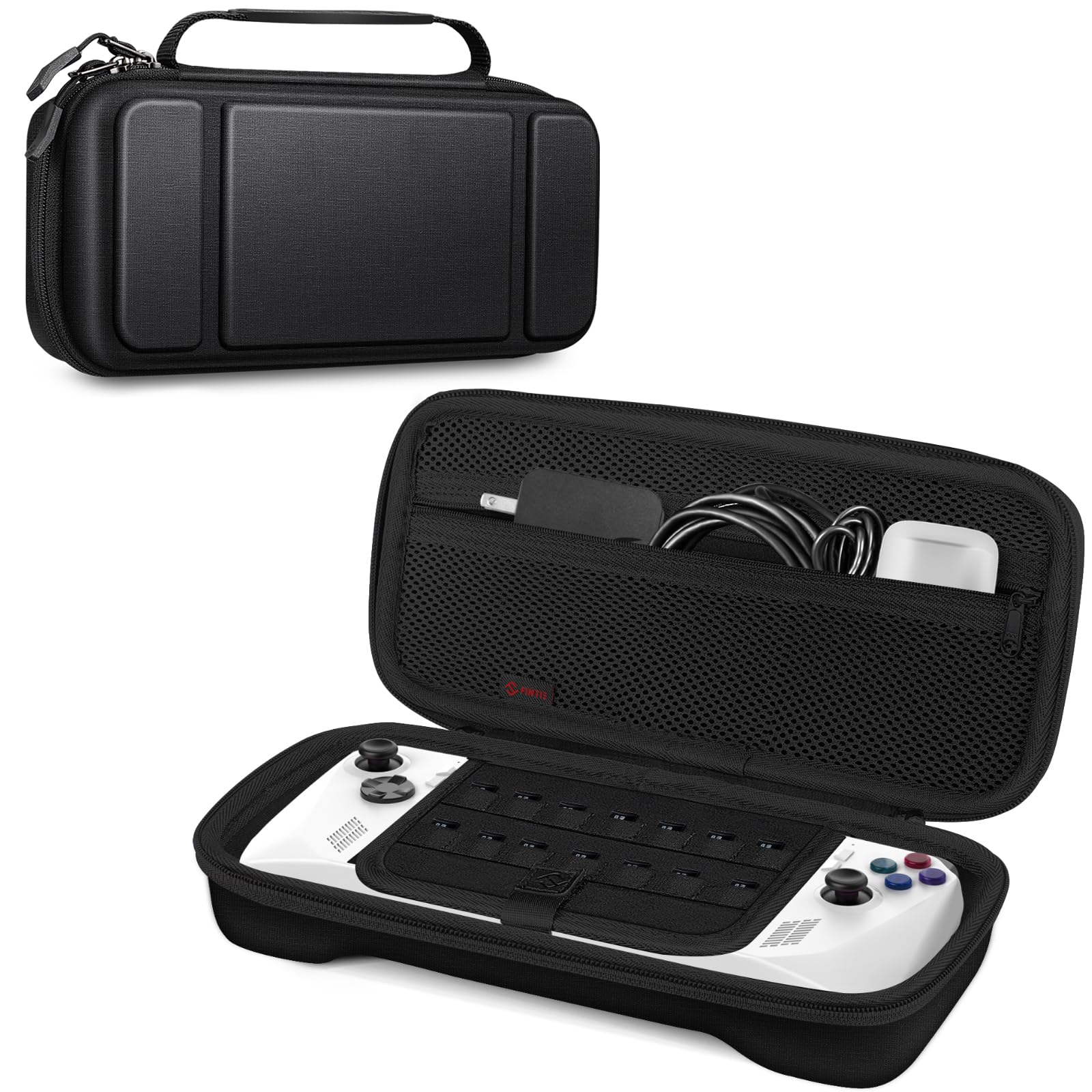 Fintie Case for ASUS ROG Ally X 2024 / ROG Ally 2023, Shockproof Protective Cover Hard Shell with Inner Pocket & 14 Game Card Slots (Black)