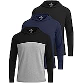 Real Essentials 3 Pack: Men's Dry Fit Wicking Long Sleeve Fishing Active Hoodie Pullover Sweatshirt (Big & Tall)