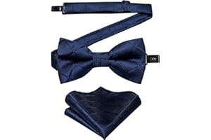 DiBanGu Boys Pre-tied Bow Tie,Silk Adjustable Bowtie and Pocket Square for Age 8-14 Kids Bowtie Wedding School Ceremony Party