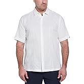 Cubavera Mens Linen Blend Embroidered Panel Short Sleeve Button-Down Shirt
