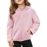 Haloumoning Girls Fleece Jacket Kids Zip Up Hoodie Lightweight Fall Winter Jackets Outerwear with Pockets 5-14 Years