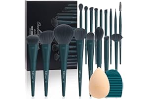 DUcare Christmas Makeup Gift Set 19 Pcs,17pcs Brushes Brush 1pc Cleaning Mat and 1pc Makeup Sponge Professional Face Powder Eye Shadow Powder Liquid Brushes