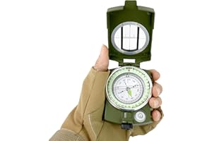 Military Sighting Compass Survival with Carrying Bag, Compass for Hiking,Waterproof and Shakeproof, Army Green