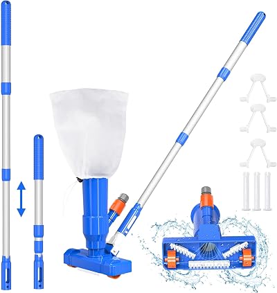 S-Union Portable Pool Vacuum Cleaner with 40'' Telescopic Handle