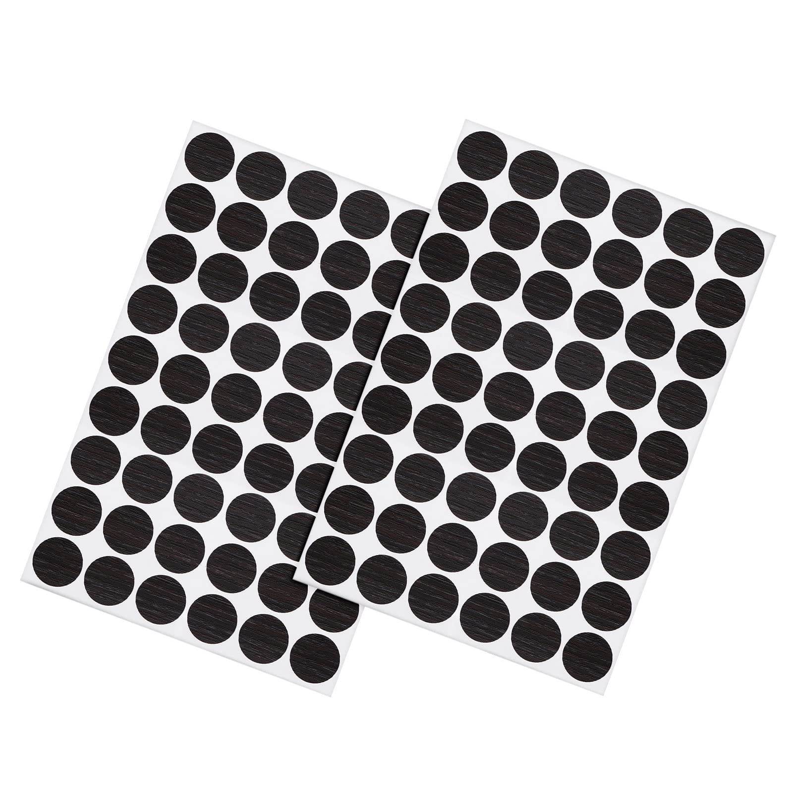 METALLIXITY Screw Hole Cover Stickers (21mm Dia) 108Pcs in 2 Sheet, PVC Shelf Peg Sealing Caps Waterproof - for Cupboard Wardrobe Furniture, Black and Brown