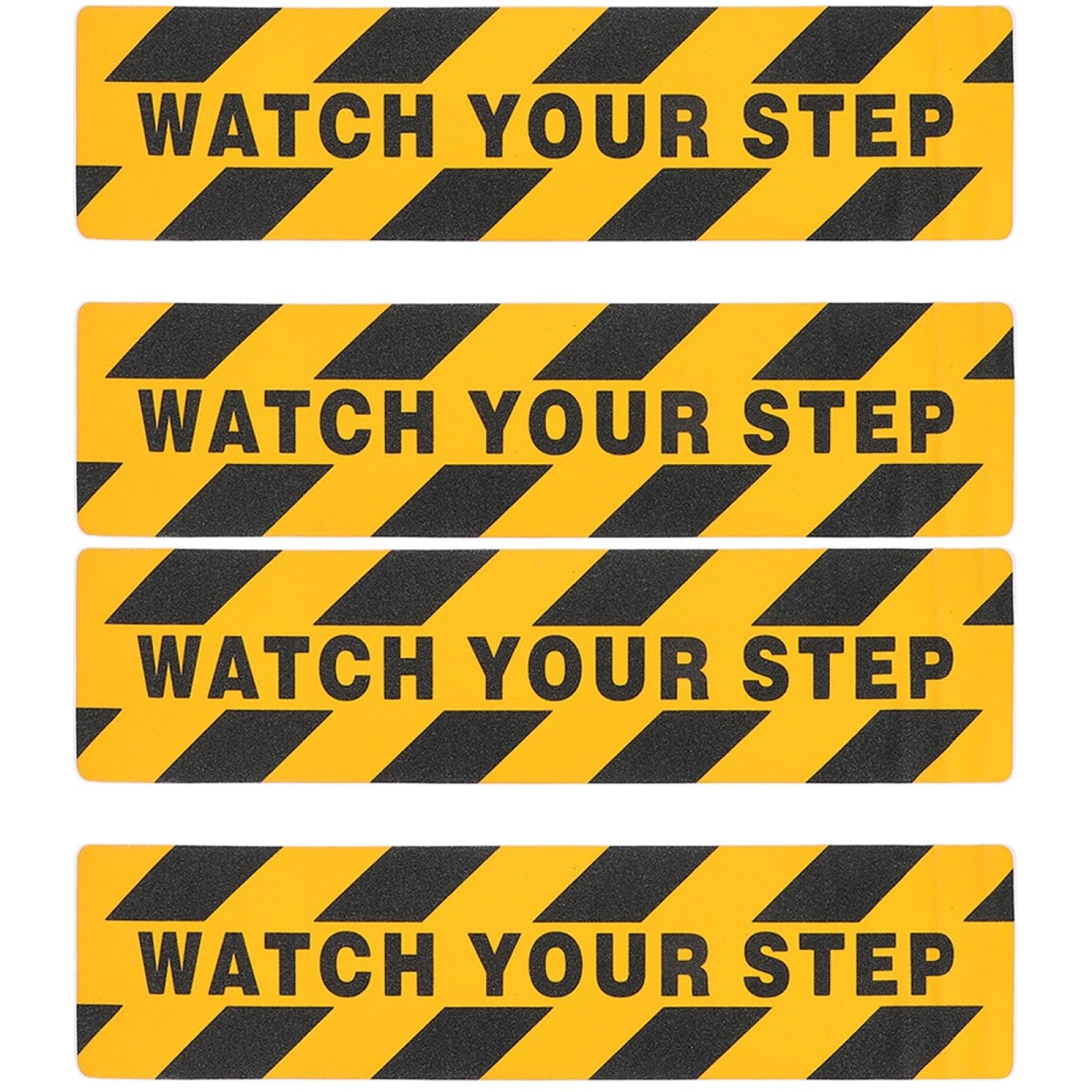 ULTECHNOVO Watch Your Step Floor Tape - Anti Slip Safety Grip Tape for Stairs - Non Slip for Workplace Home Warning Sign 15cm x 60cm, 4 Pack