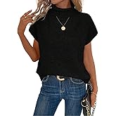 FOTKLAX Women's Cap Sleeve Turtleneck Knit Pullover Sweater Lightweight Cute Trendy Cozy Sweaters for Winter 2025