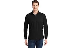Sport-Tek Mens Sport-Wick Stretch 1/2-Zip Pullover, Black