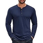 COOFANDY Men's Long Sleeve Henley Shirts Cotton T-Shirts Casual Pullover Shirt Soft Stretch Basic Tees Fall Tops