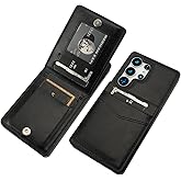 KIHUWEY for Samsung Galaxy S25 Ultra Case Wallet with Credit Card Holder, Flip Premium Leather Magnetic Clasp Kickstand Heavy Duty Protective Cover for Samsung Galaxy S25 Ultra 6.9" (Black)