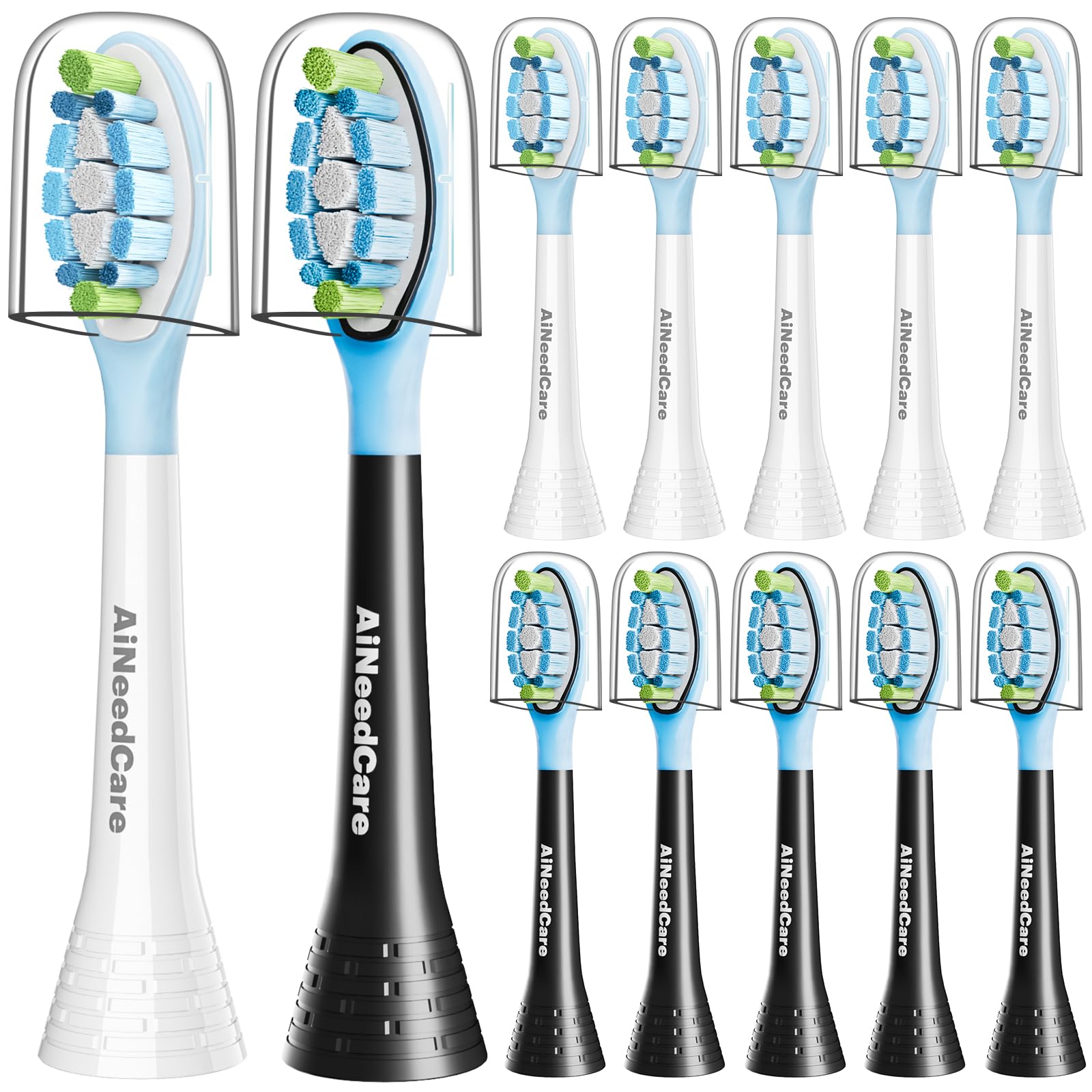 Photo 1 of AiNeedCare Toothbrush Replacement Heads for Philips Sonicare (6 White+ 6 Black)