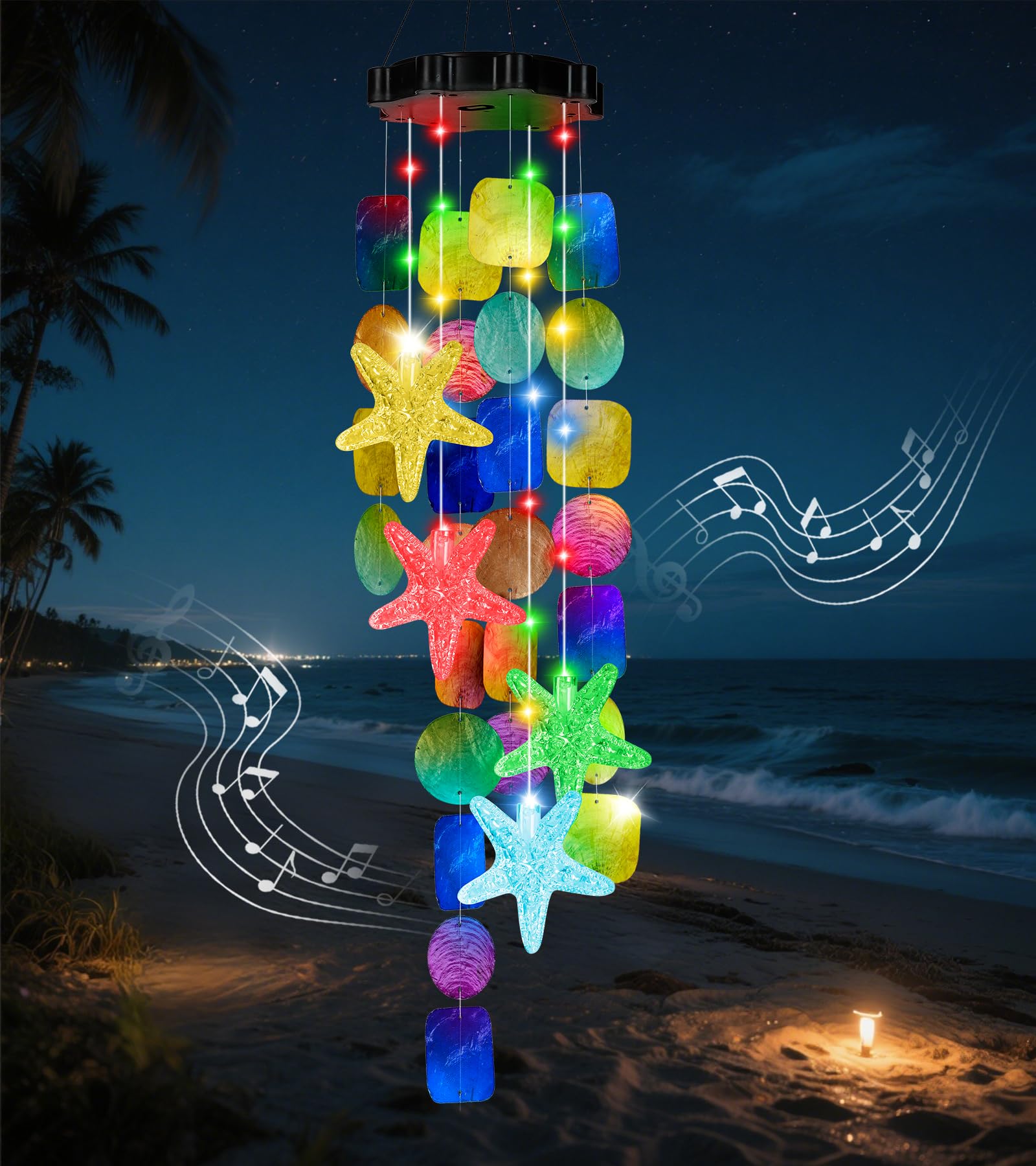 Photo 1 of (New) Solar Wind Chime for Outside, Solar Hanging Wind Chime Lights for Holiday Garden Yard Window, Shell Lights Gift for Grandma Mom Women Wife Grils - Multicolor