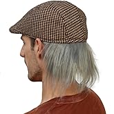 Witty Emporium Old Man Wig with Attached Hat Driving Cap with Gray Hair Checkered Costume Accessory Set Adult Teen 100 Hundred Days Boys Men Funny Flat