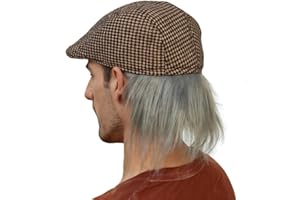 Witty Emporium Old Man Wig with Attached Hat Driving Cap with Gray Hair Checkered Costume Accessory Set Adult Teen 100 Hundred Days Boys Men Funny Flat