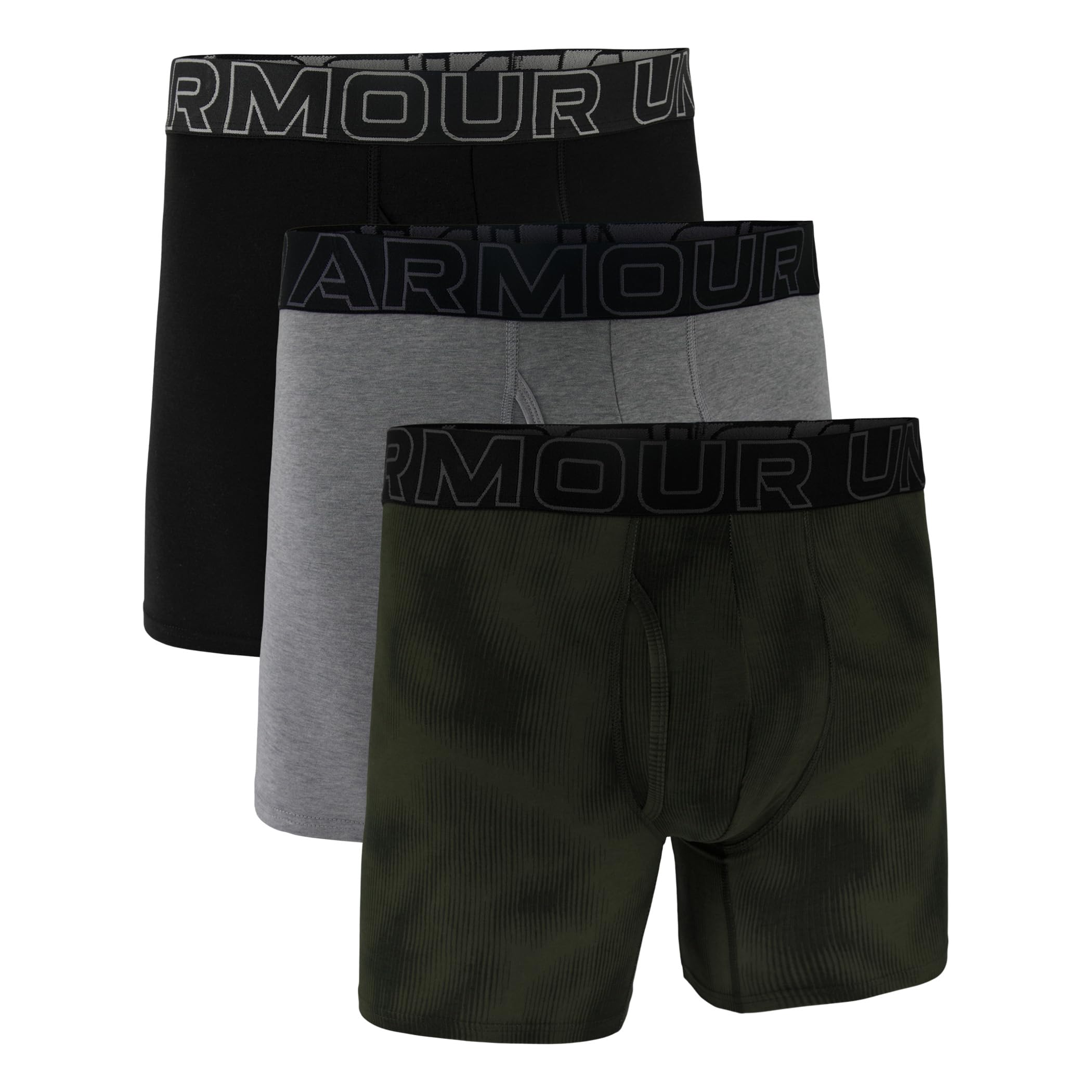 Under Armour Performance Cotton Boxer - Print 6in 3-Pack, Valley Etch Steel Print, 5XL Image