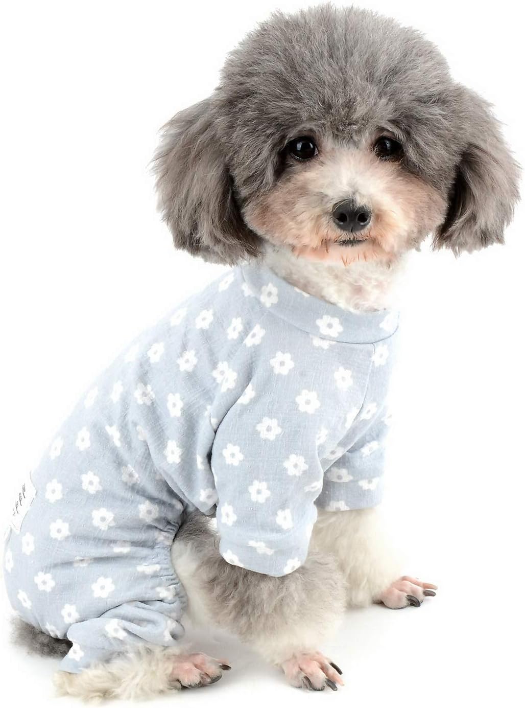 Zunea Small Dog Daisy Jumpsuit Pajamas Adorable Flowers Cotton Overalls Pjs Puppy Girl Sleeping Clothes Shirt with Pant Pet Doggie Cats Four Legs Pyjamas for All Season Blue S - Image 3