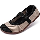 WHITIN Womens Wide Toe Box Barefoot Mary Jane Flats + Zero Drop