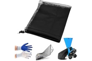 NOWHYX 24"x48" Large Capacity Adjustable Opening Wood Chipper Bag, Reusable Leaf Shredder Replacement Bag with Glove, Leaf Mulcher Collection Bag for Park Lawn Wood Chipper