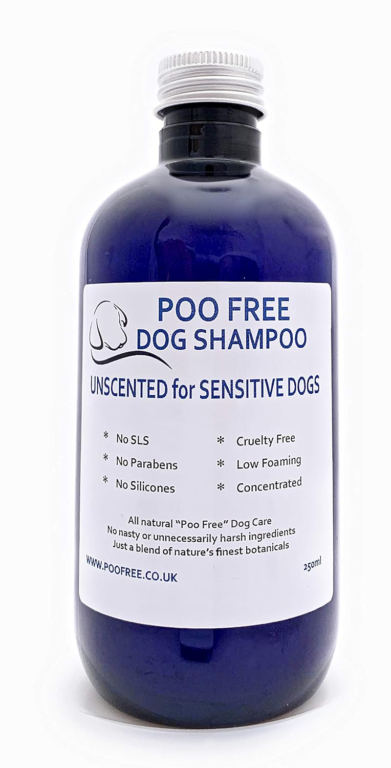 POO FREE 100 Natural SHAMPOO FOR DOGS UNSCENTED 250ml No SLS, no