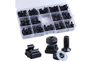 LEONTOOL 50 Pack M6 x 16 mm Rack Mount Cage Nuts, Screws and Washers, Rack Mount Screw and Square Insert Nut, Server Rack Scr
