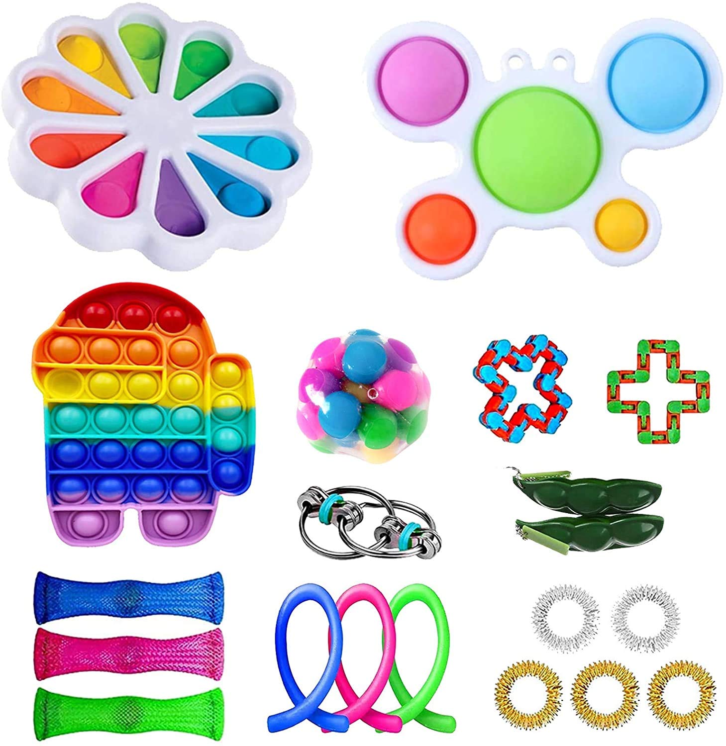 GBSELL 30Pcs Sensory Fidget Toy Set, Fidget Pack Sensory Relieves Stress Anxiety for Kids Adults