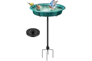 VIVOHOME Oval Bird Bath with Solar Fountain for Outside, Weather-Resistant ABS Birdbath Bowl with Solar Powered Pump, Metal G