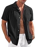 COOFANDY Mens Casual Cotton Linen Shirt Short