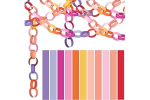 NACHLYNN 660 Pieces Paper Chains Garland Bright Colors Paper Strips for Classroom Home Party Decor (Red Purple)