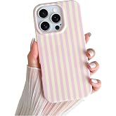 Yeddabox for iPhone 16 Pro Max Case Cute Striped Phone Case Soft TPU Slim Shockproof Phone Cover for Women Girls, Pink and Yellow