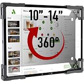 Tablet Wall Mount, Metal Enclosure iPad Holder for Retail POS &amp; Smart Home | Secure Anti-Theft Low Profile VESA 75x75 Stand, Portrait or Landscape Display, Fits 10-14 Inch iPad Pro Air Galaxy Tab, Black