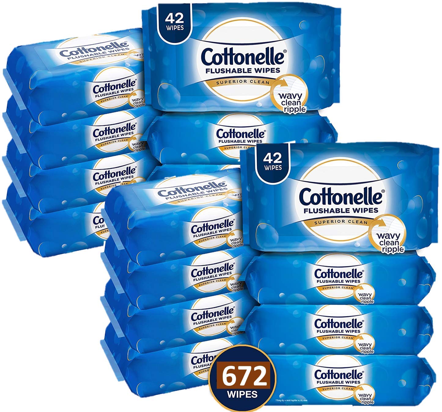 FreshCare Flushable Wipes for Adults, Unscented Wet Wipes