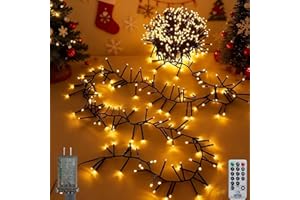 FAIRYGLIM Christmas Cluster Lights Plug-in -52FT 800 LED Firecrackers String Lights,8 Modes Timer Waterproof Twinkle Fairy Lights for Christmas Tree Garland Party(Warm White)
