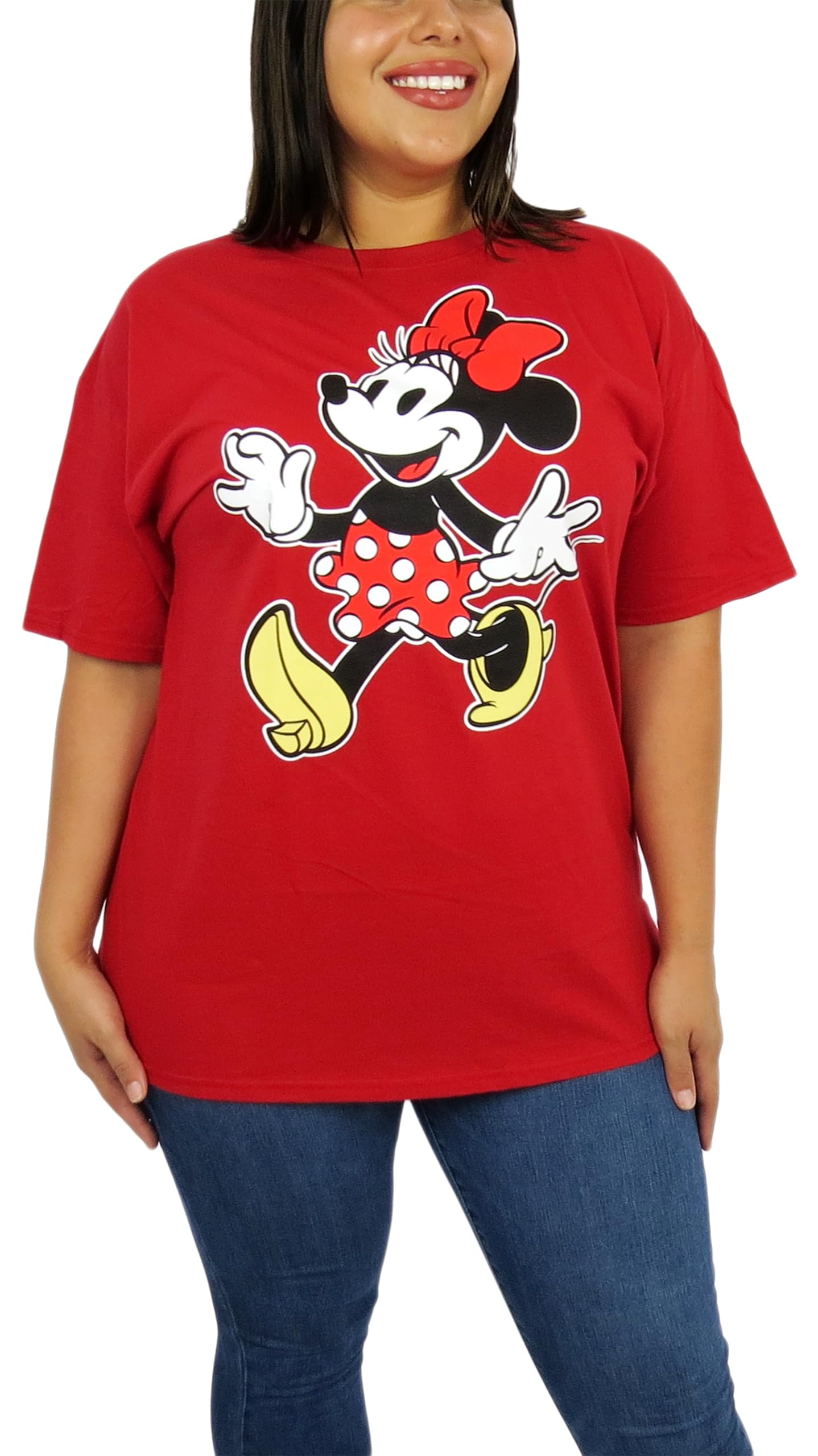 Photo 1 of Disney Womens Minnie Mouse Plus Size Tee (US, Alpha, 2X, Plus, Regular, Red)