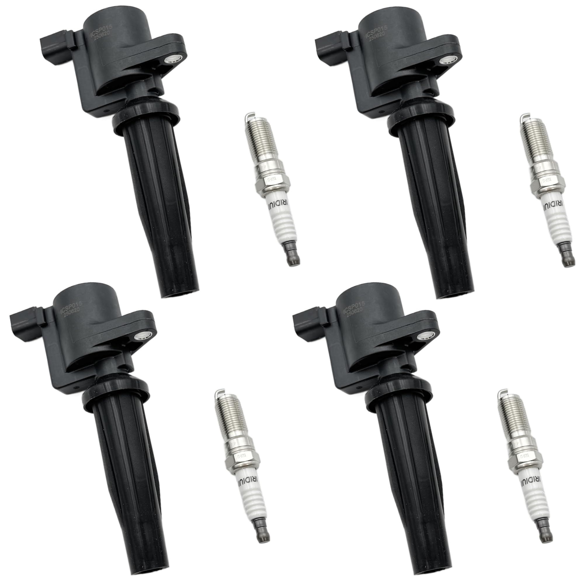 Photo 1 of 4pcs Ignition Coil and Spark Plugs Replacement for Ford Escape, Fusion, C-Max, Transit Connect, SSV Plug-In Hybrid, Police Responder Hybrid & Lincoln MKZ & Mercury Mariner