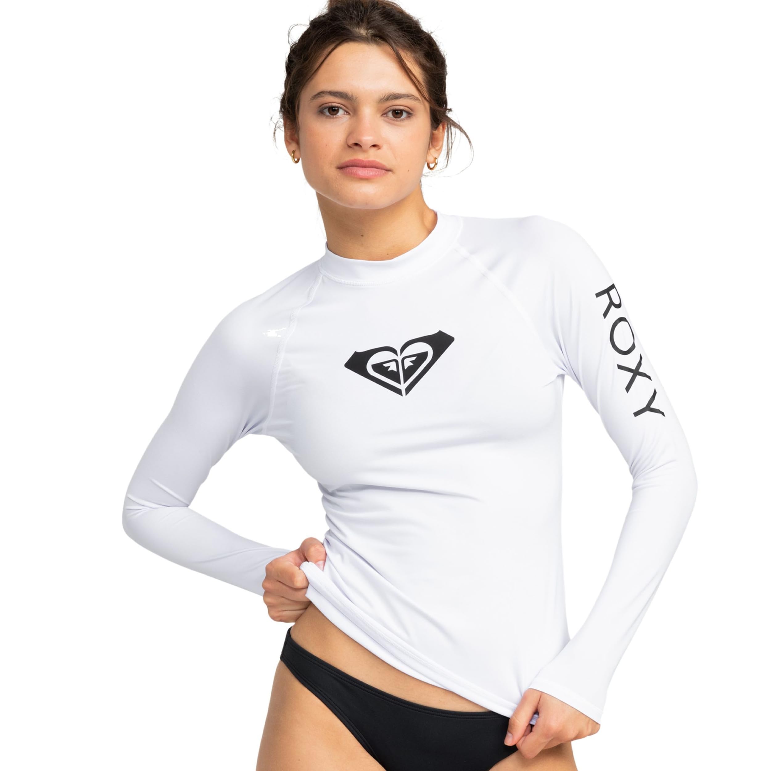 Roxy Women’s Fitted Rashguard – UPF 50+, Compression Fit, Swim, Surf, Hiking, Yoga, Quick-Dry Swim Shirt, White, Small Image Roxy Women’s Fitted Rashguard – UPF 50+, Compression Fit, Swim, Surf, Hiking, Yoga, Quick-Dry Swim Shirt, White, Small Image