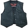 Daniel Smart Toddler leather Vest - Premium Cowhide Leather Toddler's Vest with Unique Plain Sides Design & Multiple Pockets