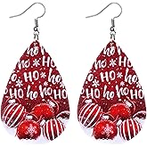Christmas Earrings for Women, Stylish Xmas Leather Dangle Earrings, for Christmas Day Celebration Party, for Festive Jewelry Outfits Accessories