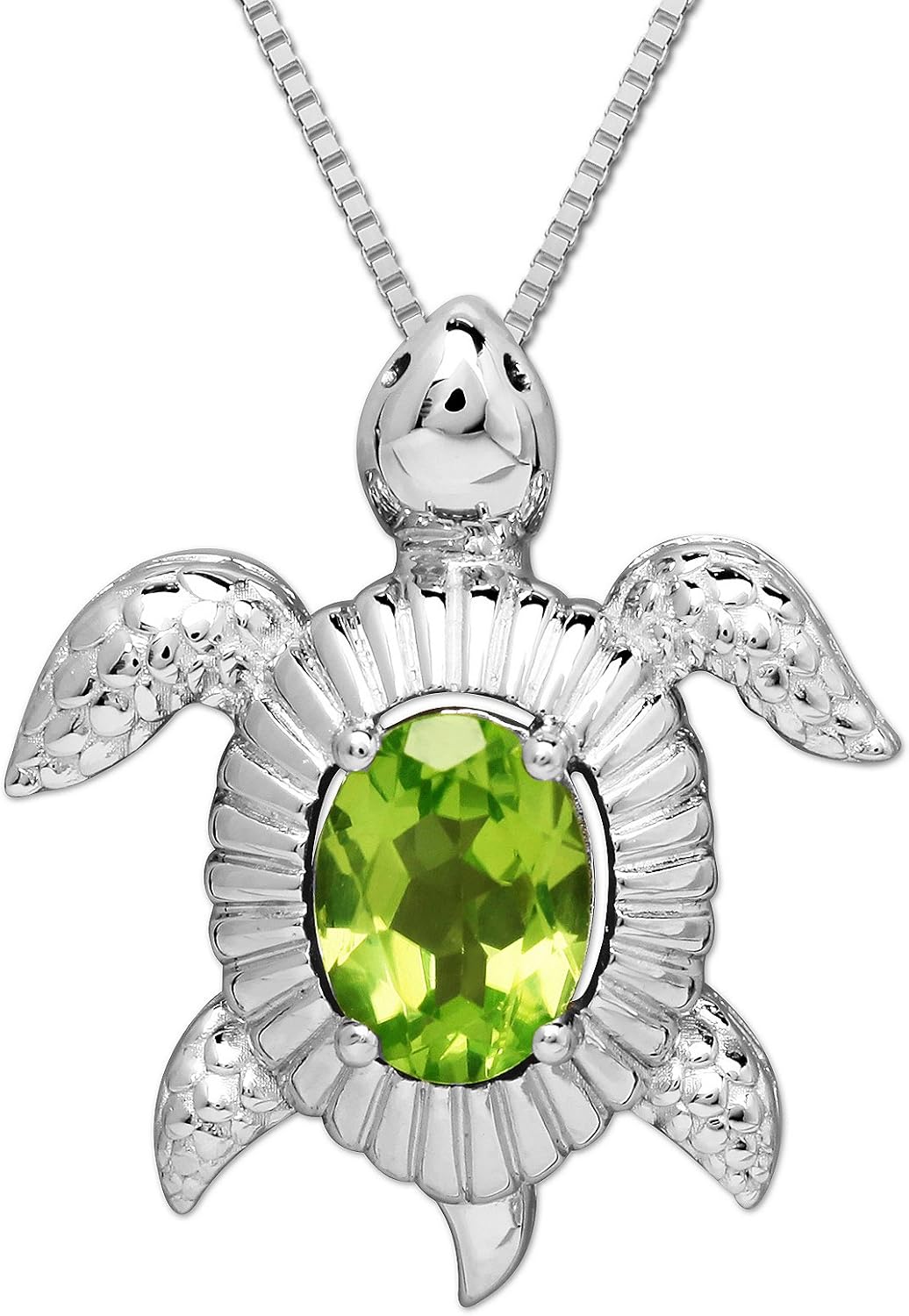 Peridot Turtle Pendant Necklace in Sterling Silver Amazon.co.uk Jewellery