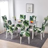 HZDHCLH Chair Covers Slipcovers 4/6 PCS Green Leaf Stretch Removable Washable view 2