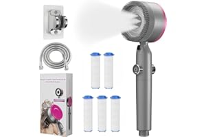 High Pressure Shower Head, 5 Filters & 59" Hose, Multi-Mode Ion Drops Filtered Showerhead with Handheld for Clean Tub & Pets,
