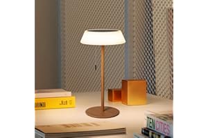 ILOVINIT Solar LED Outdoor Table Lamp Waterproof, 3 Level Dimmable Desk Night Light, Portable Cordless USB Rechargeable, for Home/Deck/Patio/Garden (Wood Grain)