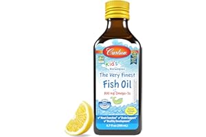 Carlson - Kid's The Very Finest Fish Oil Liquid, 800 mg Omega-3s, Norwegian, Wild-Caught Fish Oil, Omega 3 Liquid for Kids, Sustainably Sourced, Lemon, 200 ml
