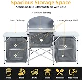 Warmiehomy Folding Camping Kitchen Unit Grey 175x40x110cm 3 Worktops view 4