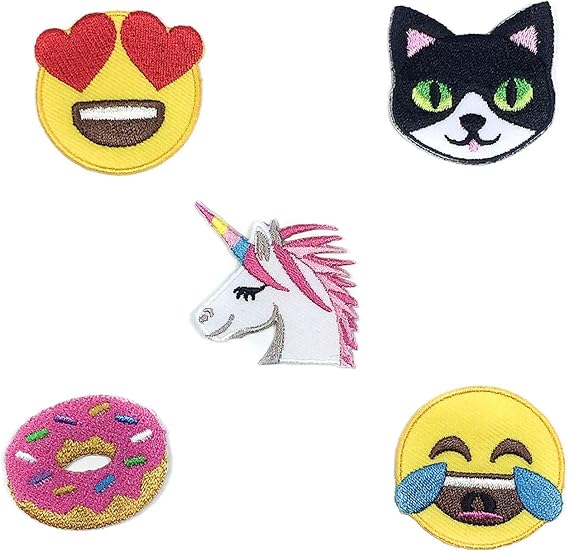 Amazon Co Jp 絵文字ユニコーン5個セット アイロン接着パッチ ギフト対応パッケージ 猫 ユニコーン ラブ ドーナツ Lol サイズ 1 5インチ 服 ファッション小物