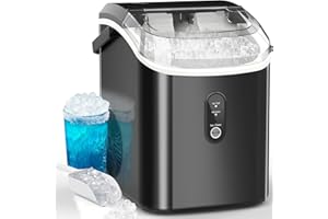 Kndko Premium Countertop Ice Maker – Soft Chewable Nugget Ice, 35 lbs/24H, One-Touch Operation, Self-Cleaning, Portable Ice Machine with Scoop for Home, Kitchen, Office, Bar, RV & More (Silver)​