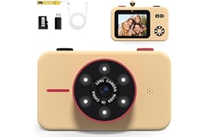 MAKOLLE Toddler Dightal Camera for Girls,Kids Camera Toy for 3-8 Year Old,Children Selfie Video Camcorder with 1080p Dual Lens,Christmas Birthday Gifts for Boys Girl Age 3-8 with 32g Tf Card-Apricot