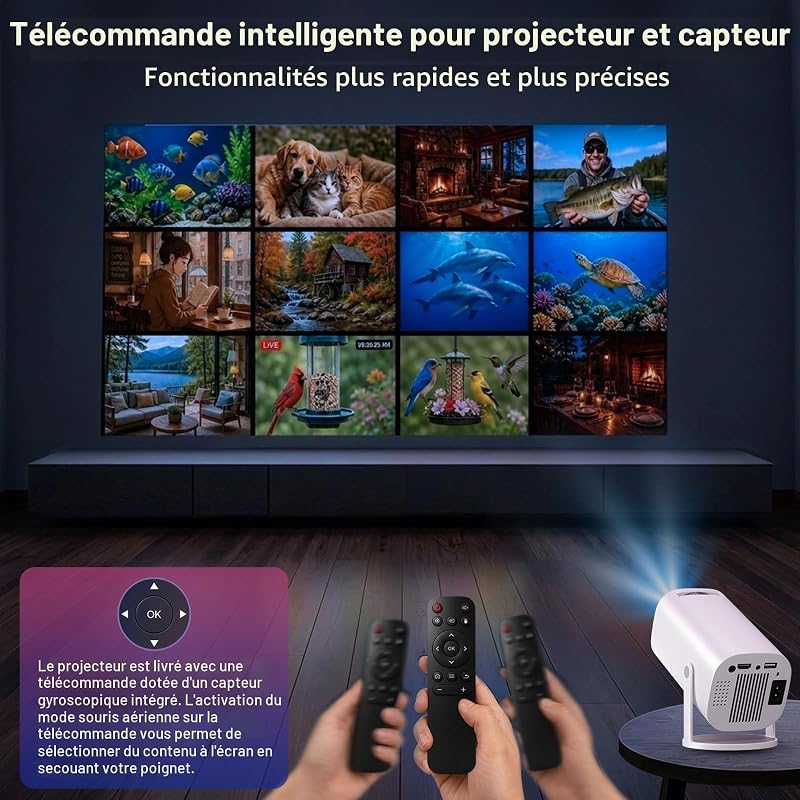 Mini Videoprojecteur 4K Full HD 1080P Supporte, Projecteur Video